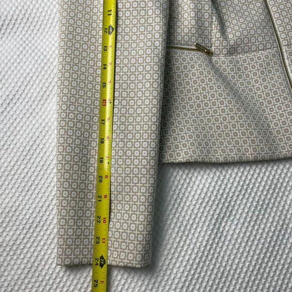 Calvin Klein Women's 12P Dress Jacket Tan & Ivory Jacquard Textured Gold Zippers - Picture 13 of 16